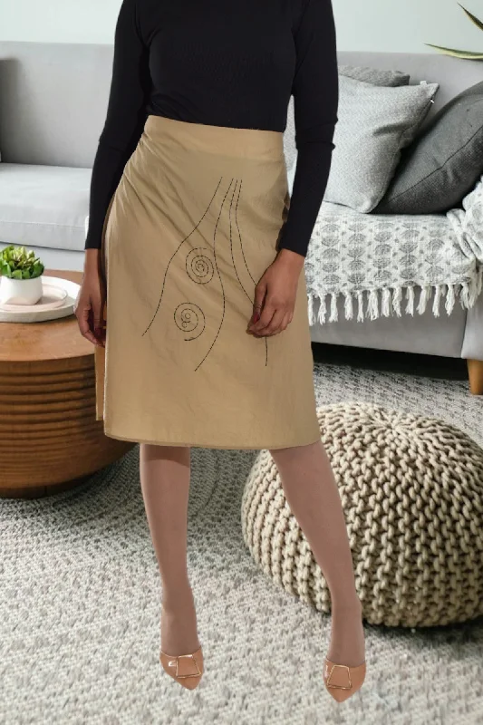 Ladies Beige Embroidered Skirt