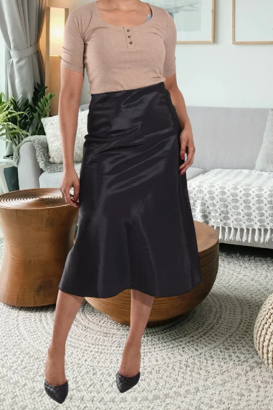 Ladies Black Satin Skirt