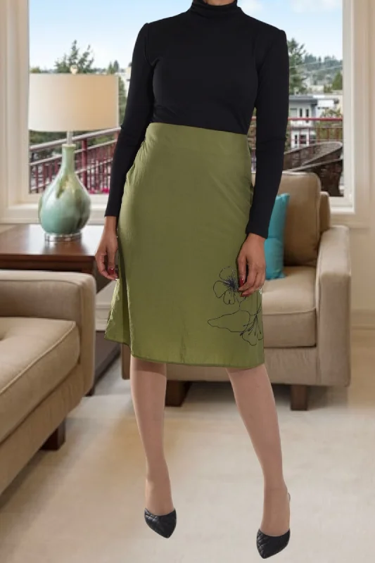 Ladies Olive Printed Skirt