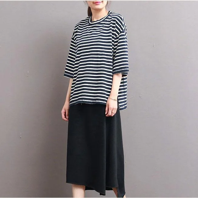 new black summer skirt casual loose cotton asymmetrical skirts