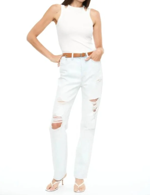 Cassie Super High Rise Straight Leg Denim In Sunfaded Distressed