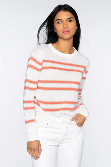 Kinross Cashmere Crop Stripe Crew