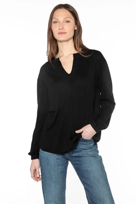 Kinross Cashmere Split Neck Pullover