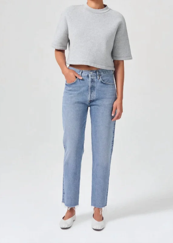 Lana Crop Mid Rise Straight Jean In Sway