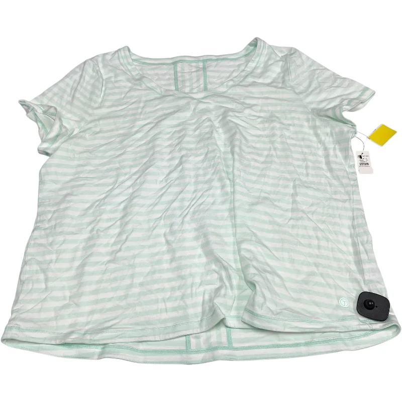 Top Short Sleeve By Talbots In Green & White, Size: 3x