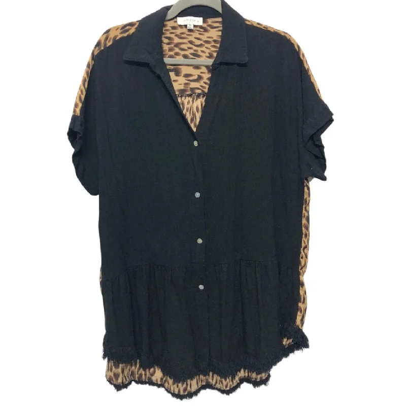 Top Short Sleeve By Umgee In Black & Brown, Size: 1x