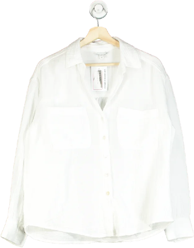 Topshop White Long Sleeve Blouse UK 8