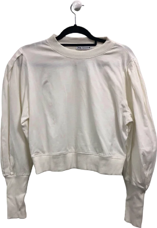 ZARA White Long Sleeve Pullover UK 10