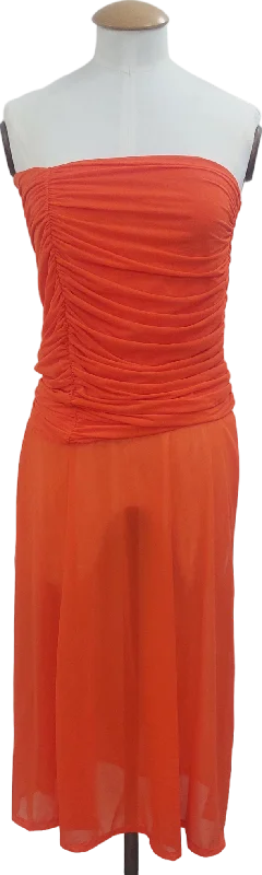 ASOS Orange Bardot Dress With Side Split UK 8