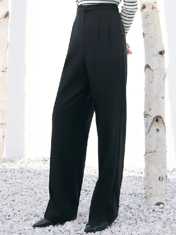 Black Straight Full Length Pants