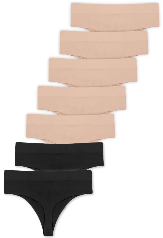 Seamless Cotton Rich High Waist G String - 7 Pack