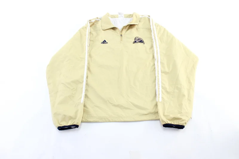 Adidas Embroidered Logo University of Pittsburgh Striped Pullover Jacket