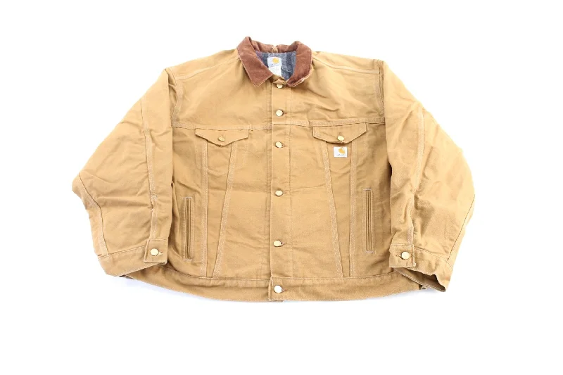 Carhartt Logo Patch Tan Blanket Lined Button Fly Jacket