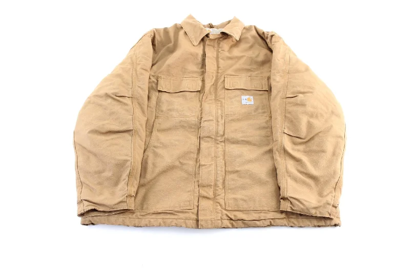 Carhartt Logo Patch Tan Flame Resistant Zip Up Jacket