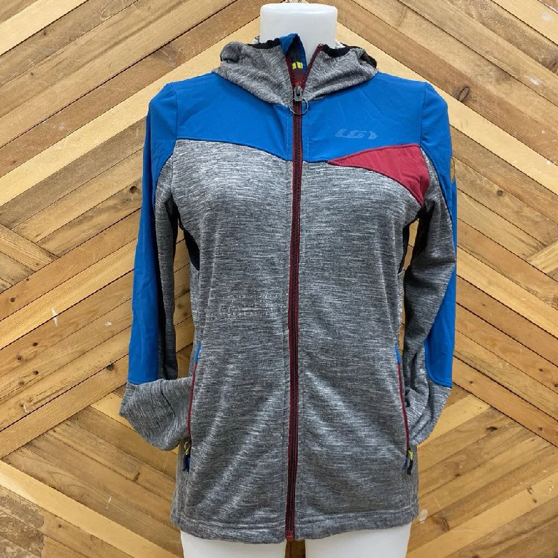 Louis Garneau - Women's Grid Fleece Jacket - MSRP comp $120: Blue / Red / Grey-women-MD