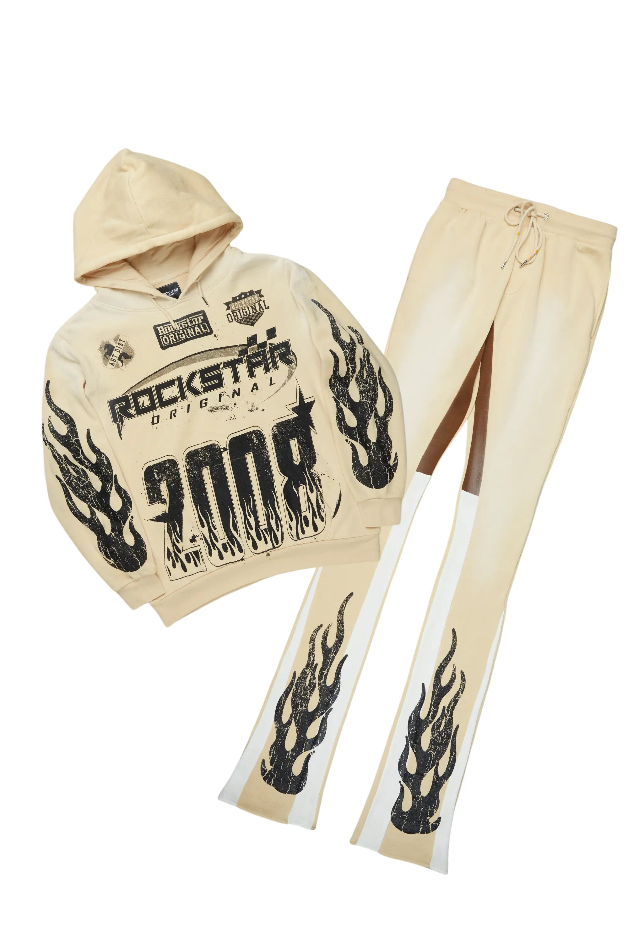 Boaz Beige Super Stacked Hoodie Track Set