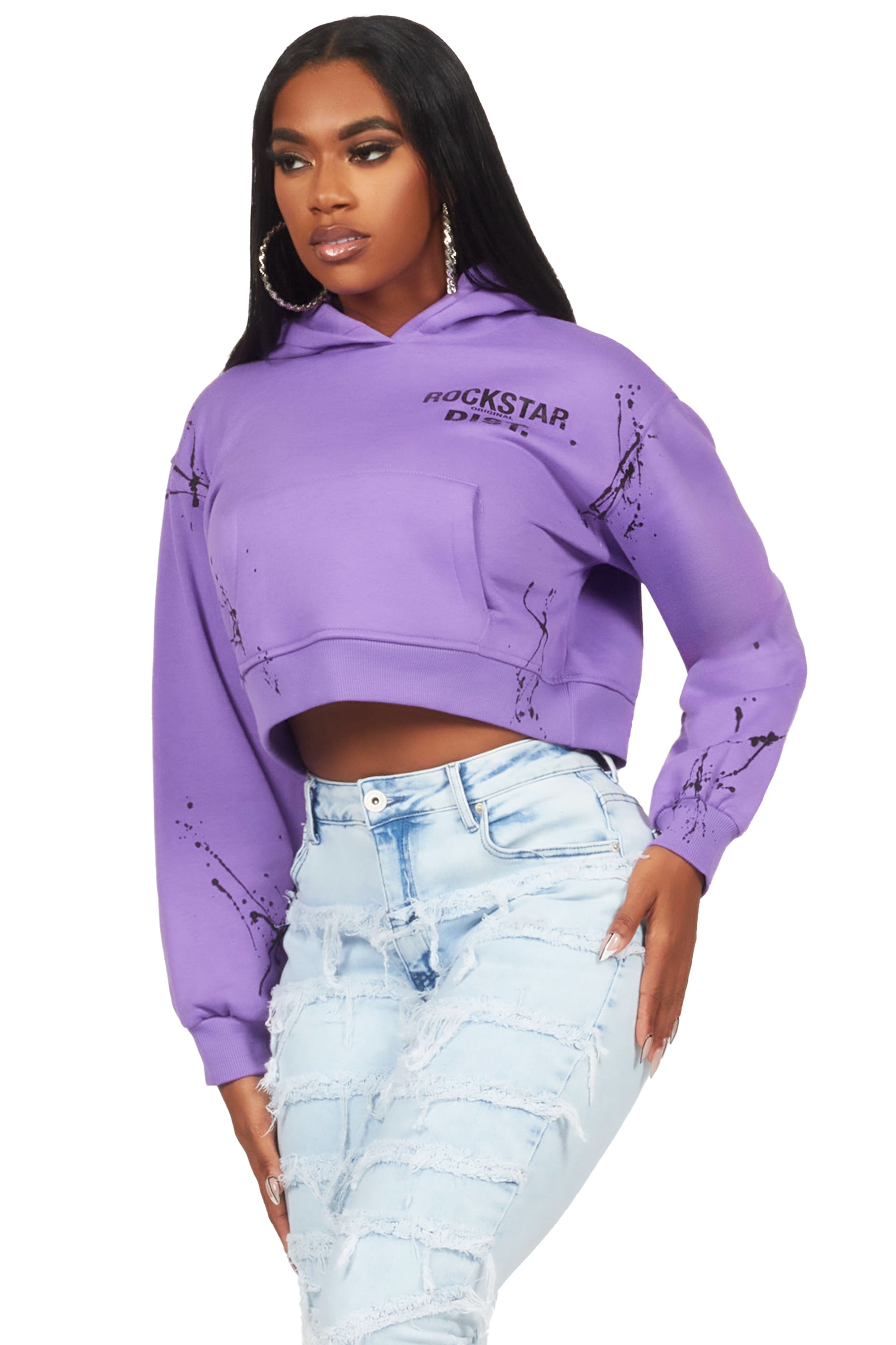 Jamica Purple Crop Hoodie