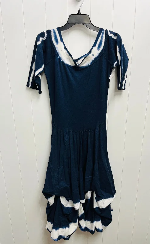 Dress Casual Midi By luna luz  In Blue & White, Size: M