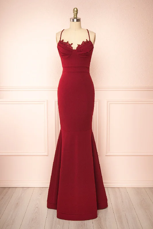 Edyth Burgundy | Mermaid Maxi Dress