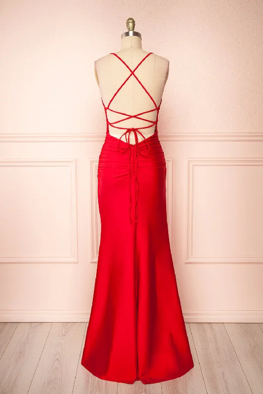 Sonia Red | Mermaid Maxi Dress w/ Slit