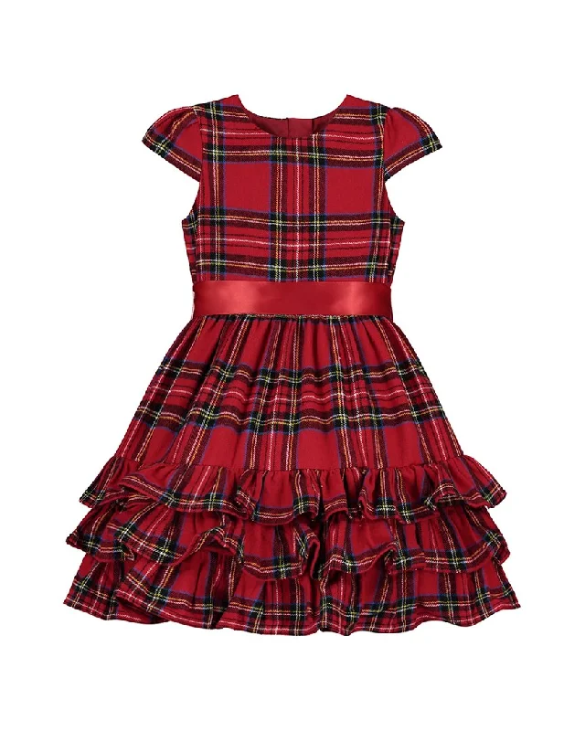 HOLLY HASTIE Arabella Frill Plaid Party Dress