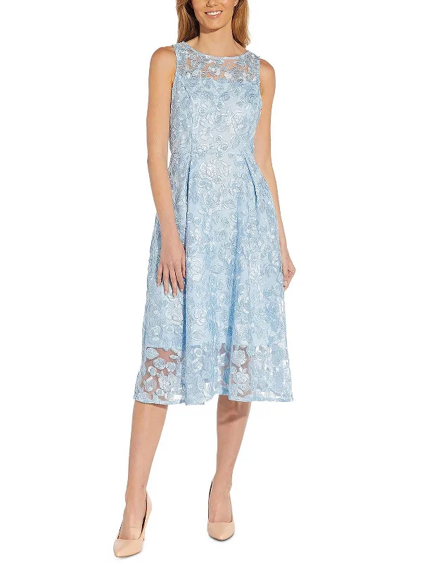 Womens Floral Embroidered Cocktail and Party Dress