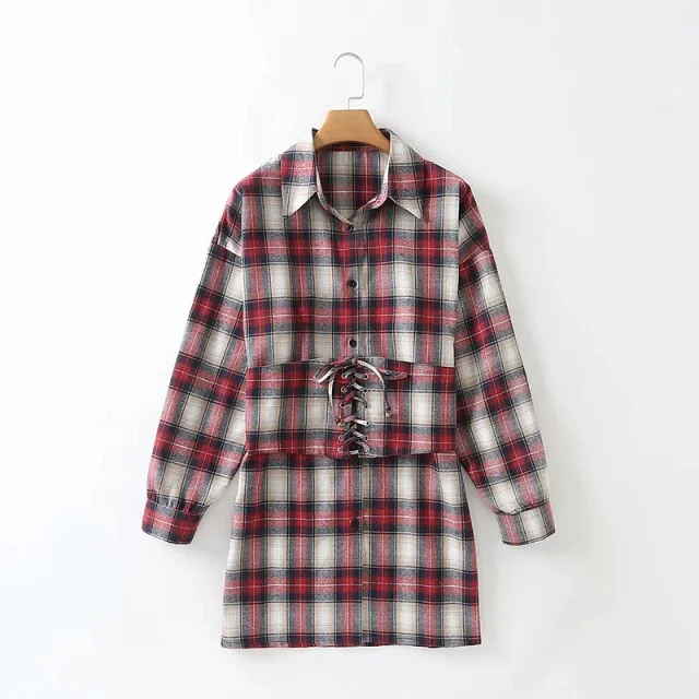 FashionSierra - Womens Plaid Mini Dress