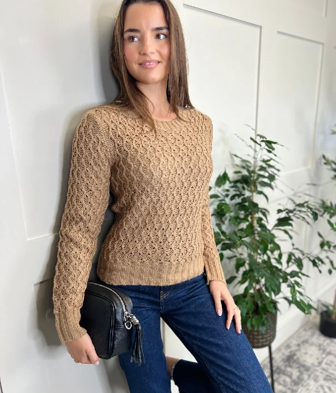 Caramel Textured Basket Weave Jumper