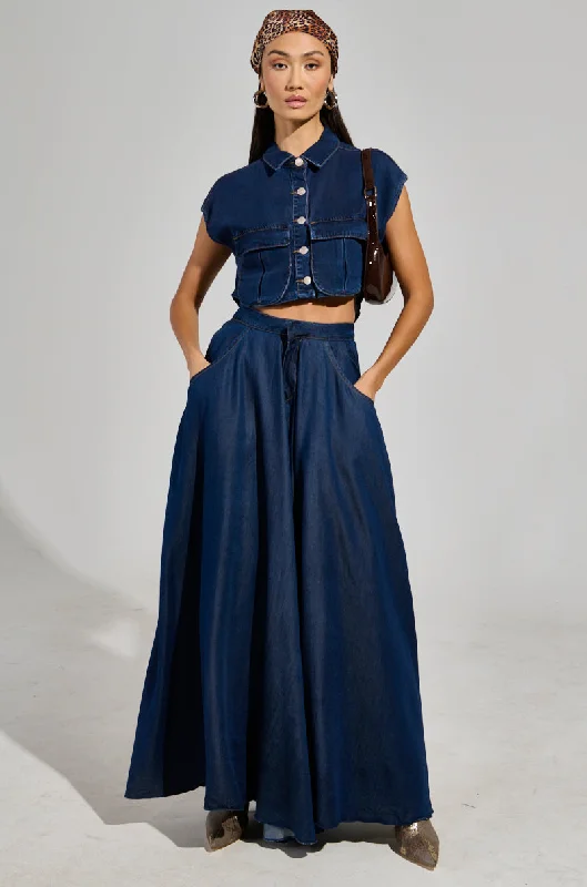 CARRIE ULTRA WIDE LEG DENIM TROUSER