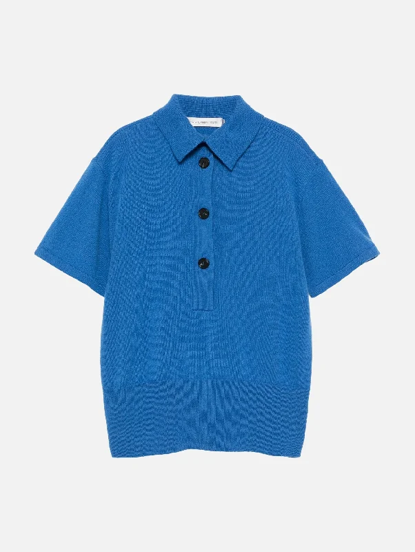 Cashmere Knit Polo in Lapis