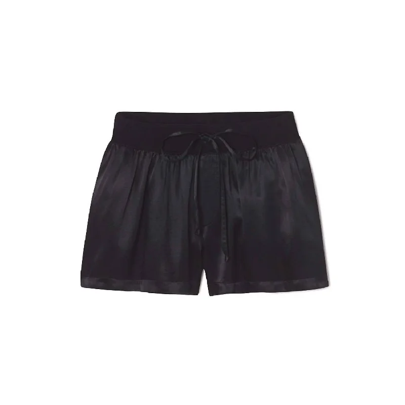 Mikel Satin Boxer Short With Draw String In Black