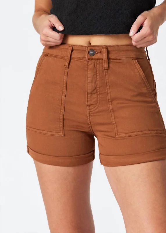 Sheena Straight Shorts In Roasted Pecan Twill