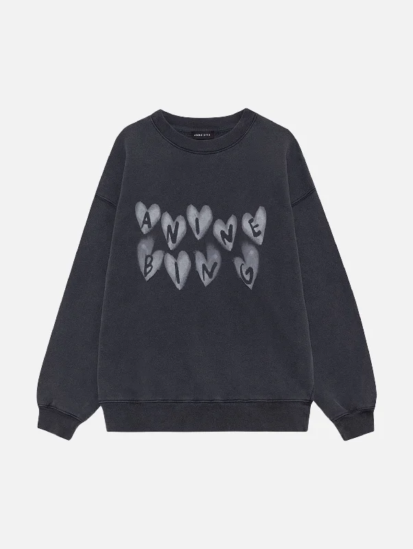 Spencer Hearts Sweatshirt in Washed Black