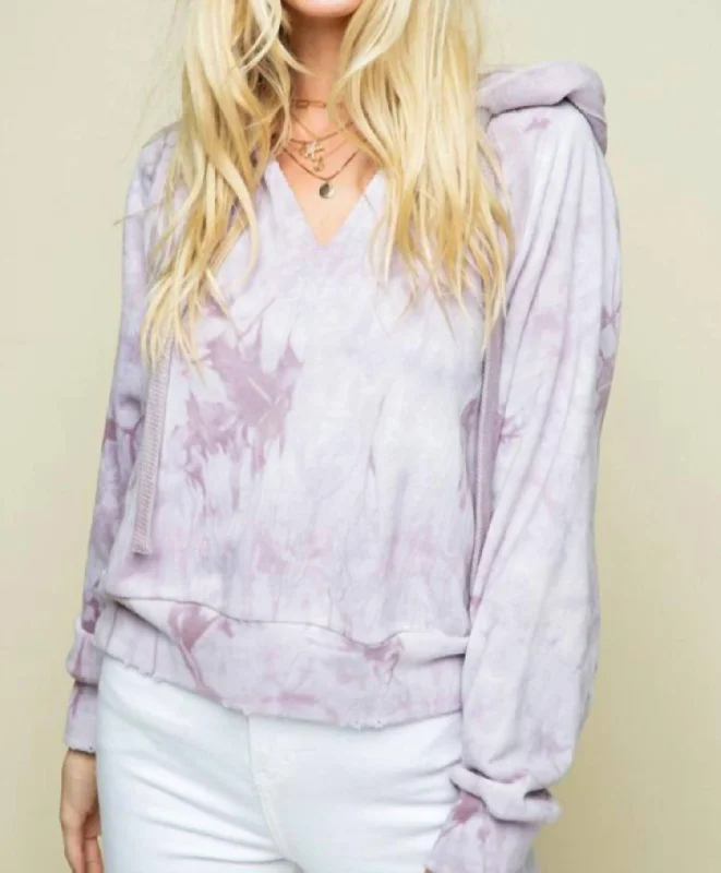 Tie Dye Hoodie In Mauve Tie Dye