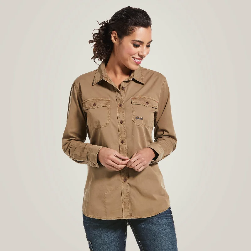 Women's Rebar Washed Twill Work Shirt - Khaki