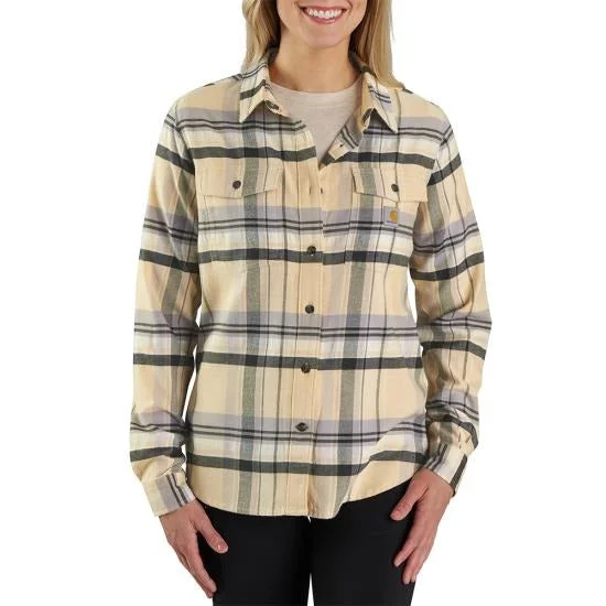 Women's Tencel Fiber Series Relaxed Fit Long-Sleeve Flannel Shirt - Oat Milk